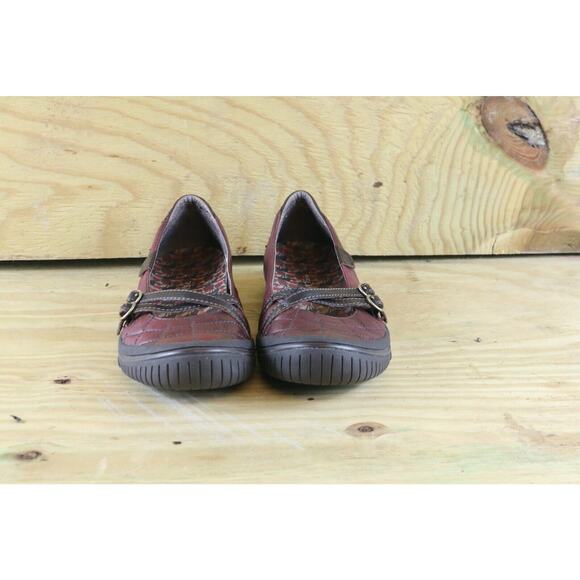 Merrell Zodiac Women's Sz 7 Red Dark Plum Leather Mary Jane Buckle Shoes - Picture 2 of 7